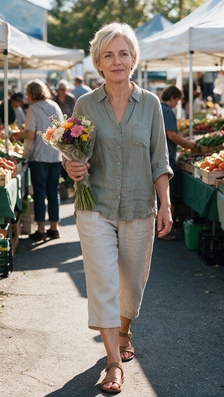 Mrs Smith at a flower market