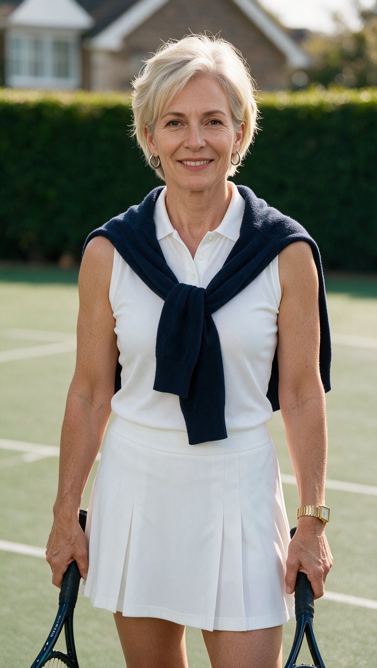 Mrs Smith on a tennis court